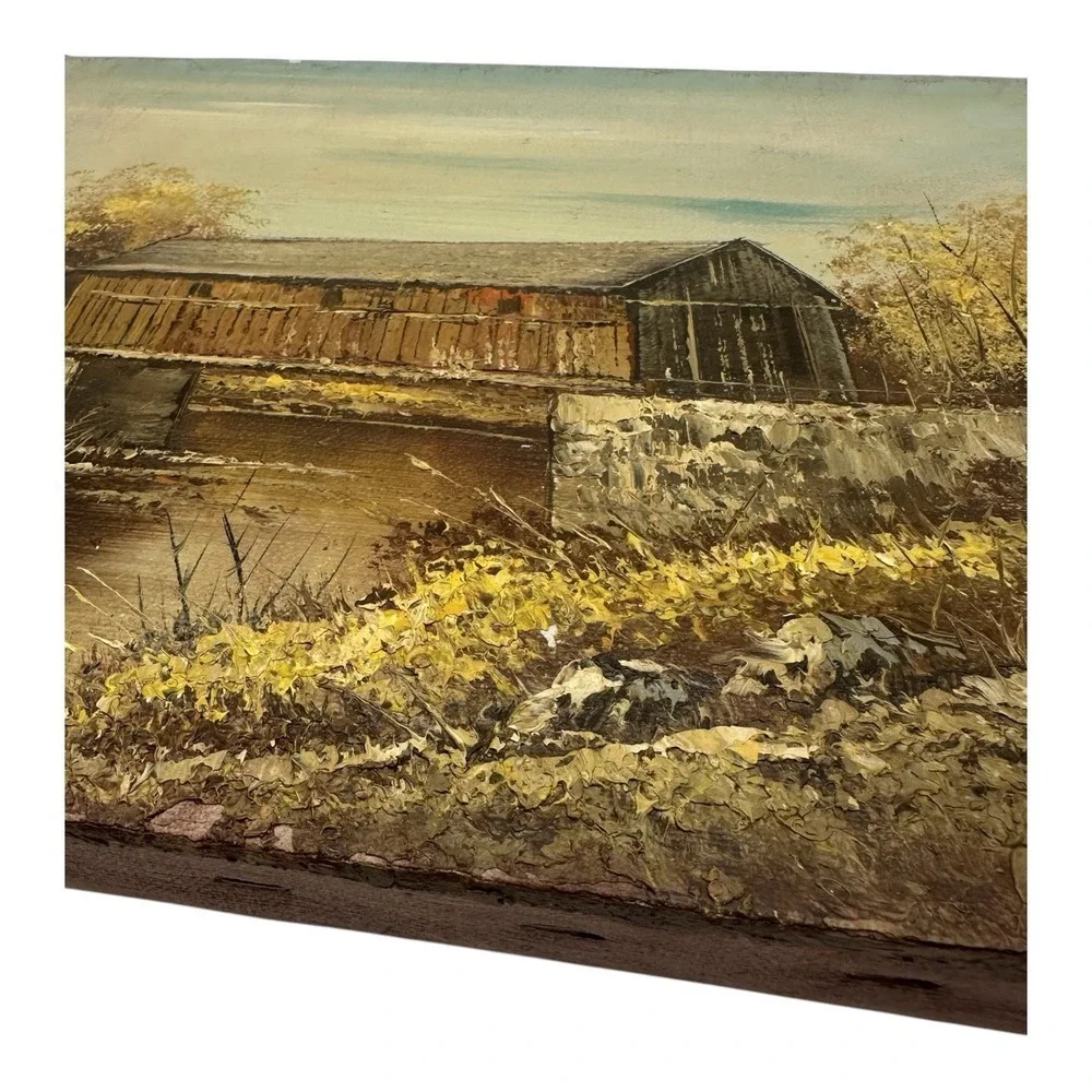 Vintage Wrapped Canvas Picture‎ of Covered Wooden Bridge Country Cottage 10